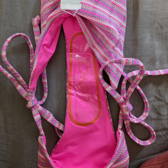 L*Space Camellia Lennox Electric Pique Stripe Pink Bikini Set - Picture 15 of 15